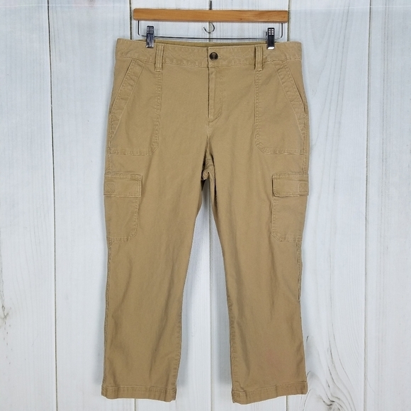Eddie Bauer Tan High Waist Cropped Cargo Pants - Picture 1 of 8